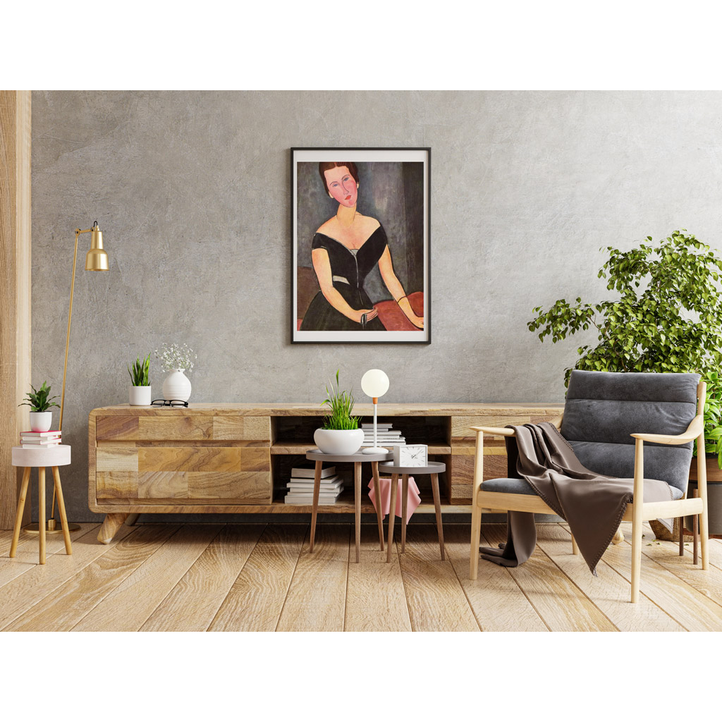 Poster Mockup With Vertical Frame On Empty Dark Concrete Wall In