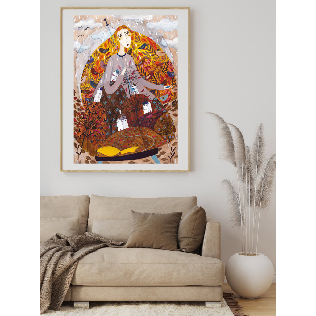 Poster Frame In Living Room Psd Mockup