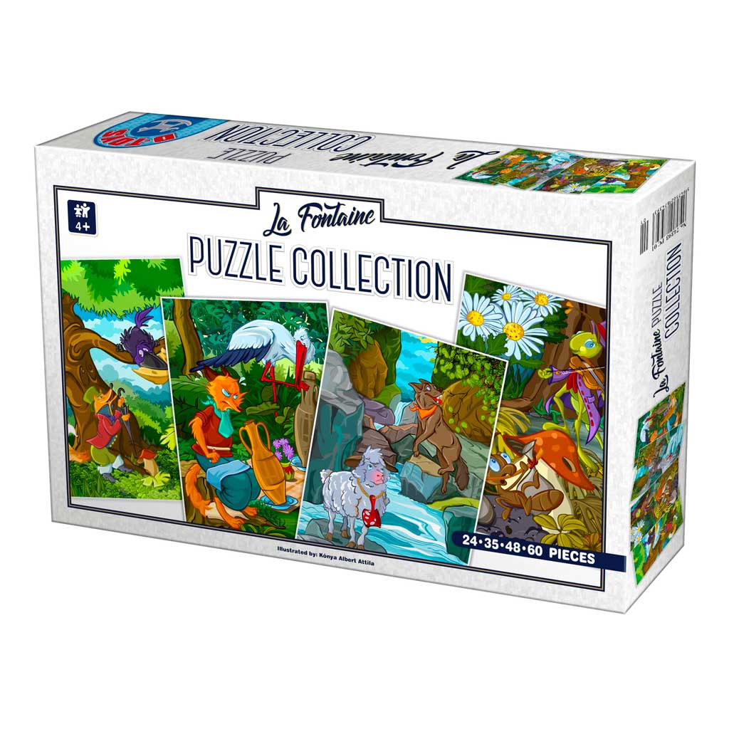 Puzzle Collection Favole La Fontaine 4 Puzzle 24 35 48 60 Pezzi