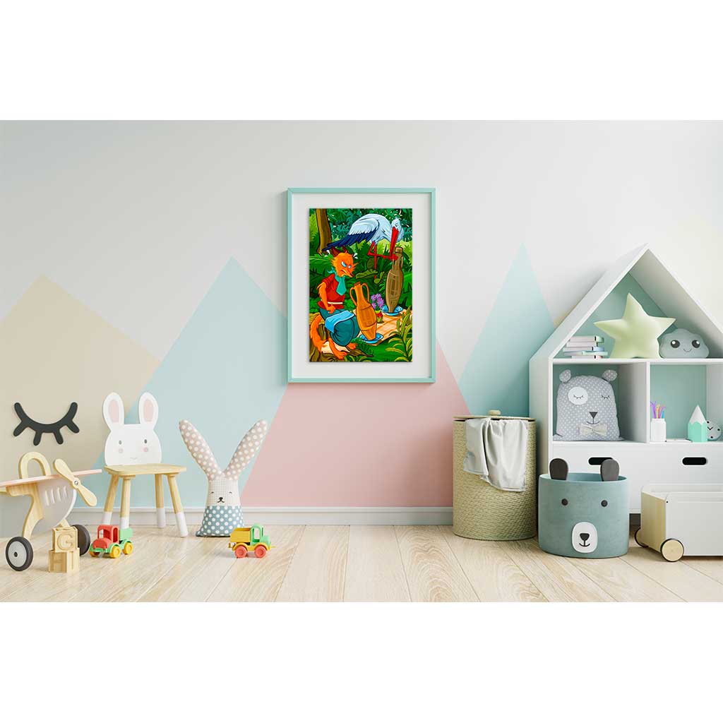 Puzzle Per Bambini 5 Anni 240 Pezzi La Volpe E La Cicogna Quadro