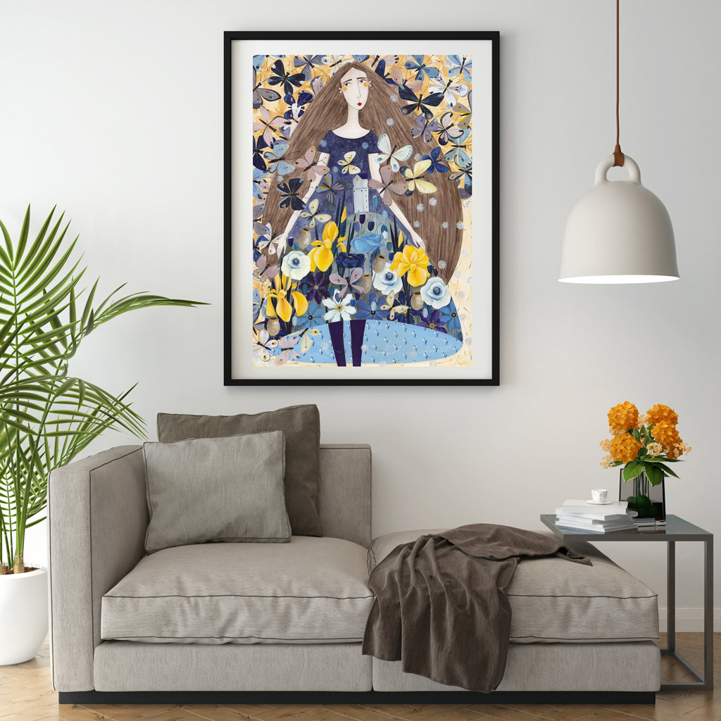 Poster Frame In Living Room Psd Mockup