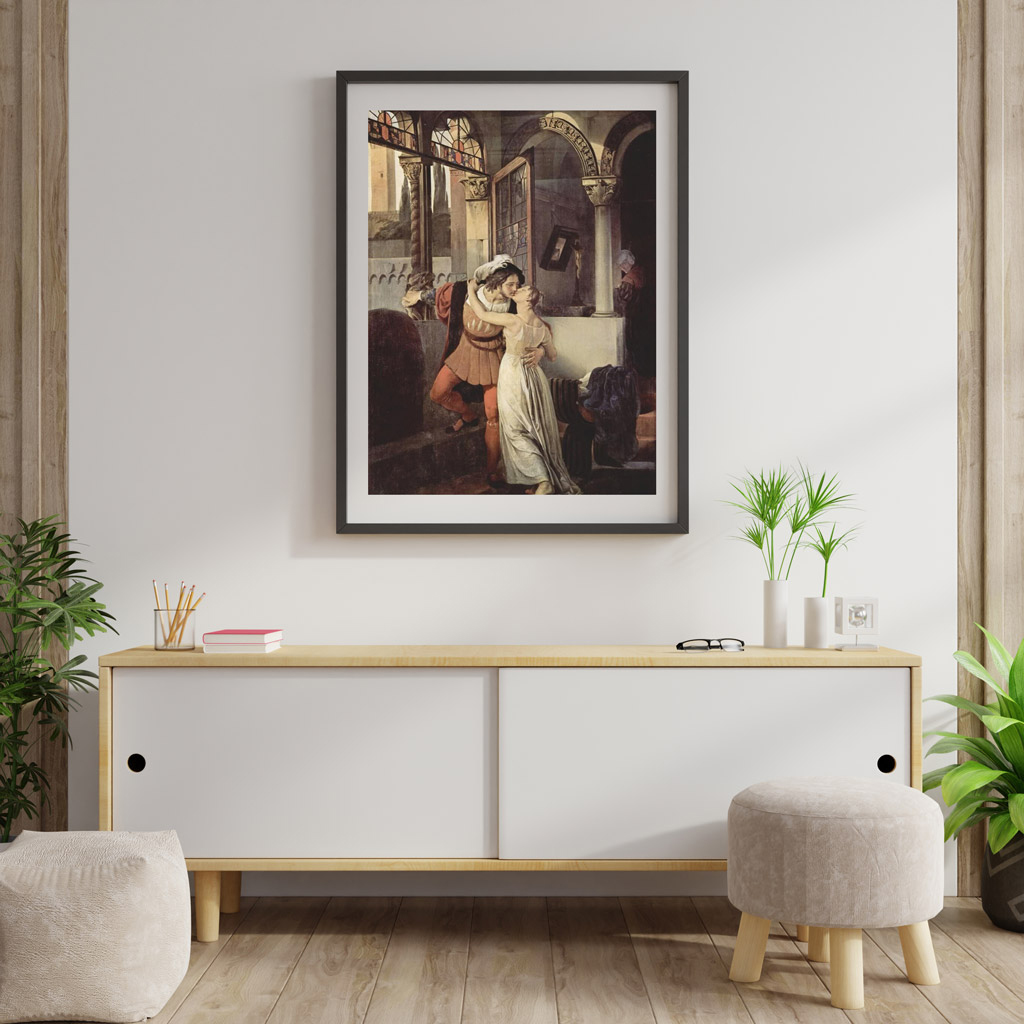 Mock Up Poster Frame On Cabinet In Interior.